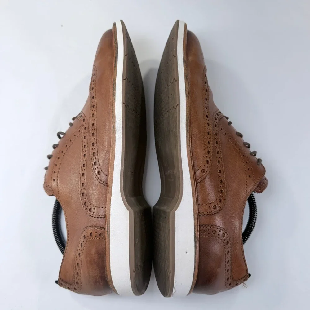 Cole Haan Grand OS Morris Oxford Shoe Men 9.5 Brown Leather Wingtip Dress Preppy